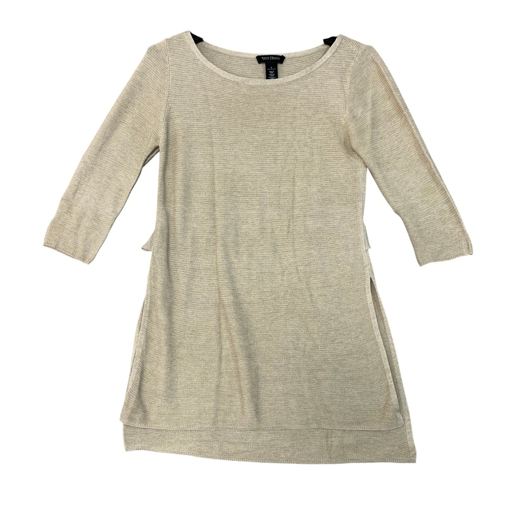 White House Black Market Women's S Longline Sweater Beige